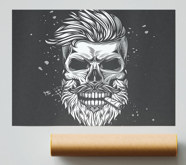 Cigar Smoking Skull Print