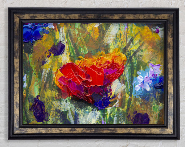Red Flower Abstract Paints Framed Print