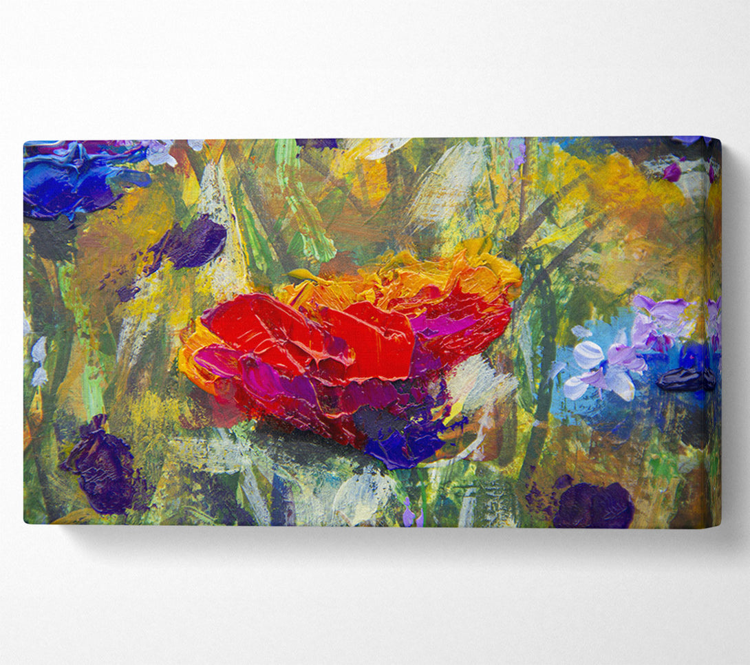  A Canvas Print of Red Flower Abstract Paints Canvas Art