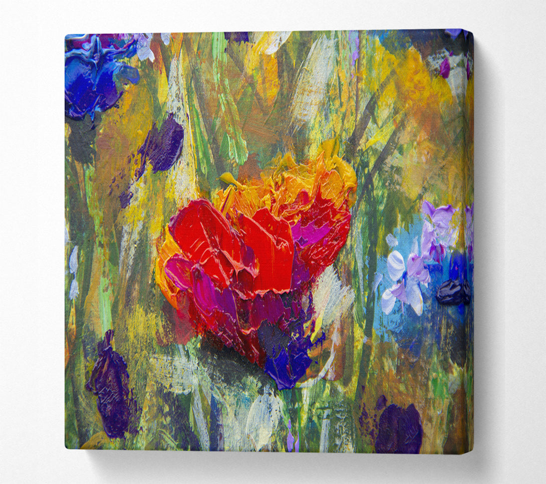  A Canvas Print of Red Flower Abstract Paints Canvas Art