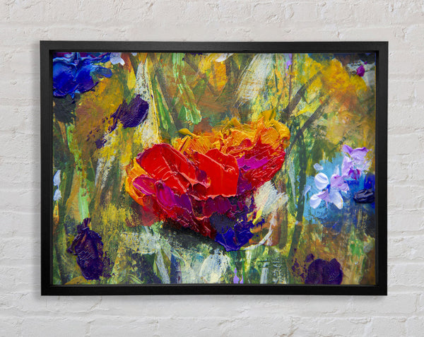 Red Flower Abstract Paints Framed Print