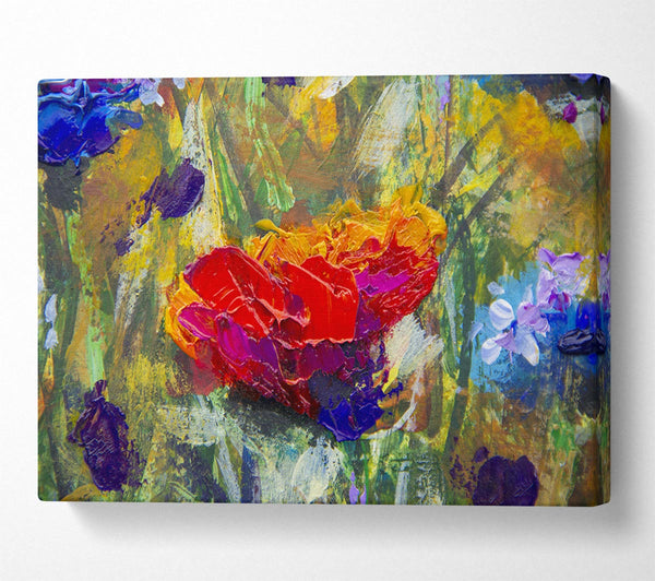  A Canvas Print of Red Flower Abstract Paints Canvas Art