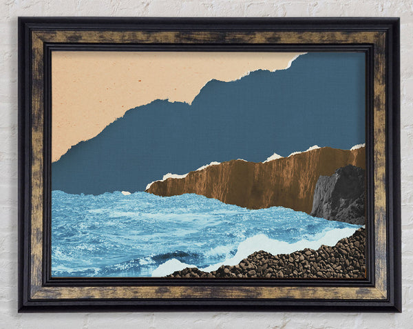 Cut Out Mountain Ocean Framed Print
