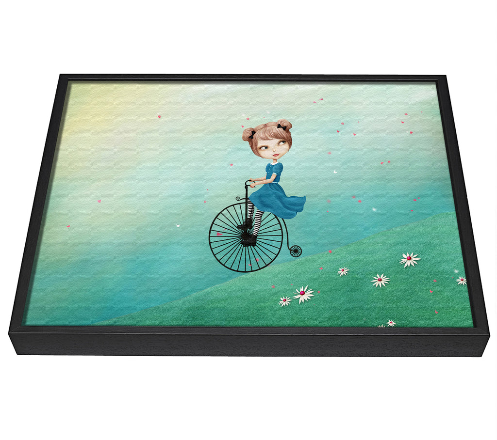 A picture of a Alice In Wonderland Penny Farthing framed canvas print sold by Wallart-Direct.co.uk