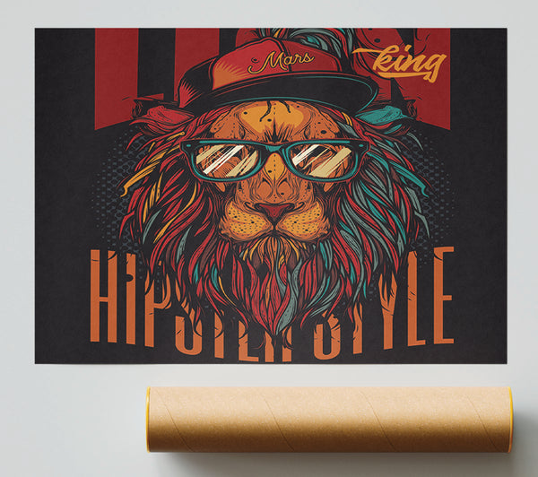 King Lion Hipster Poster
