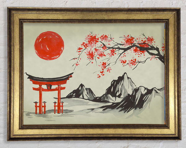 Ethnic Japanese Sun Framed Print
