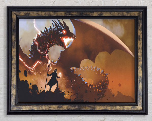 Confronting The Dragon Framed Print
