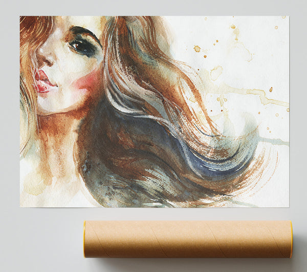 Woman Of Watercolour Beauty Poster
