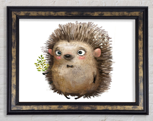 Hedgehog With Flowers Framed Print