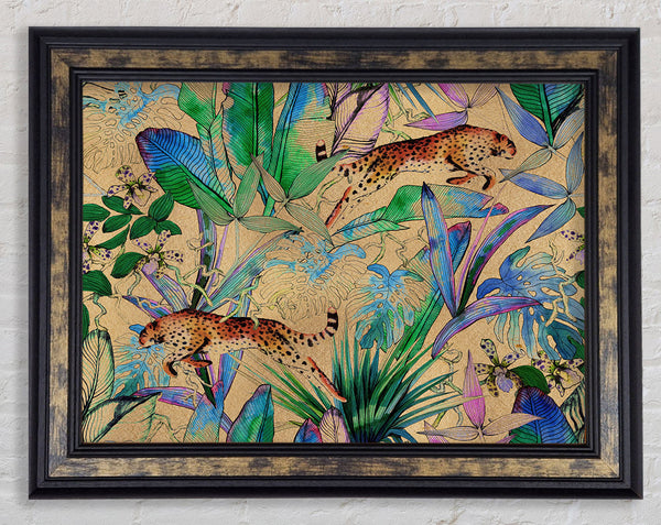 Stunning Leopard Leap Framed Print