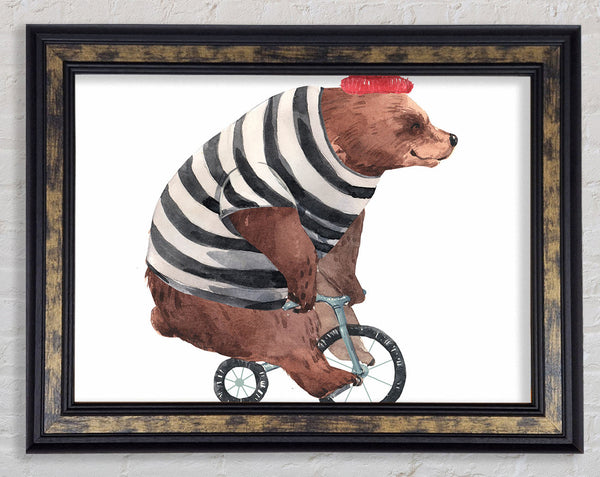 Bear On A Bike Framed Print
