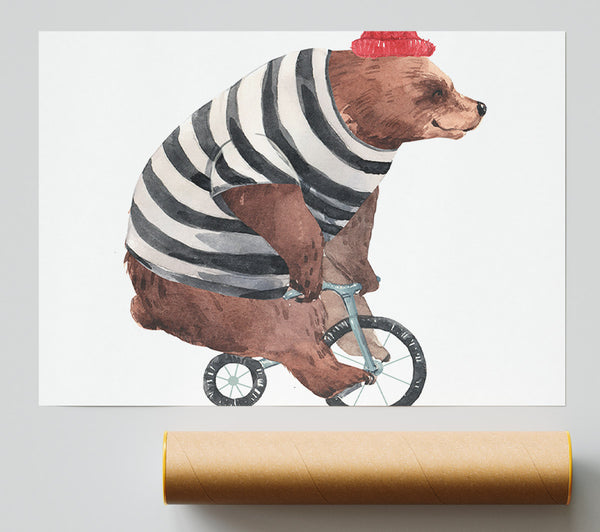 Bear On A Bike Giclee Print