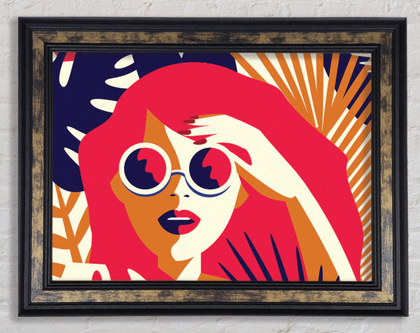 Sunshine Glasses Woman Framed Print