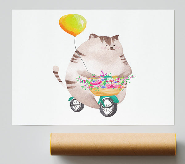Cat Riding A Bike Print