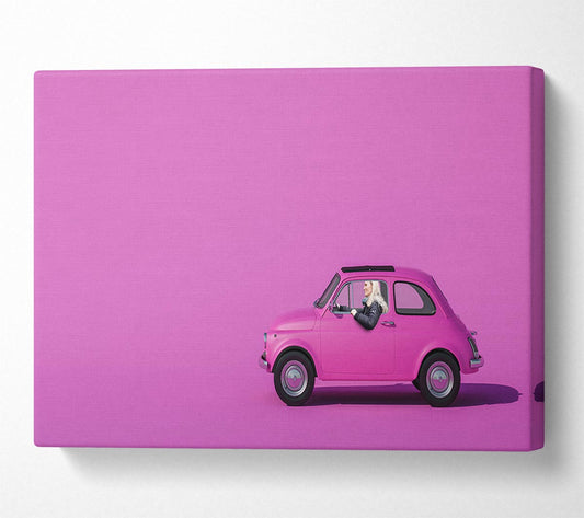 Pink Fiat 500 Classic Canvas Wall Art