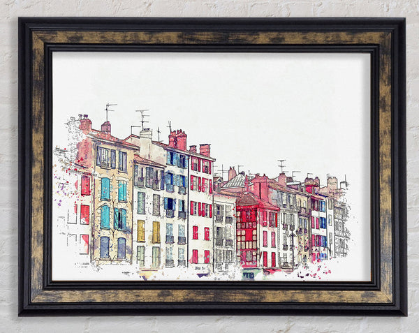French Town Splatter Framed Print