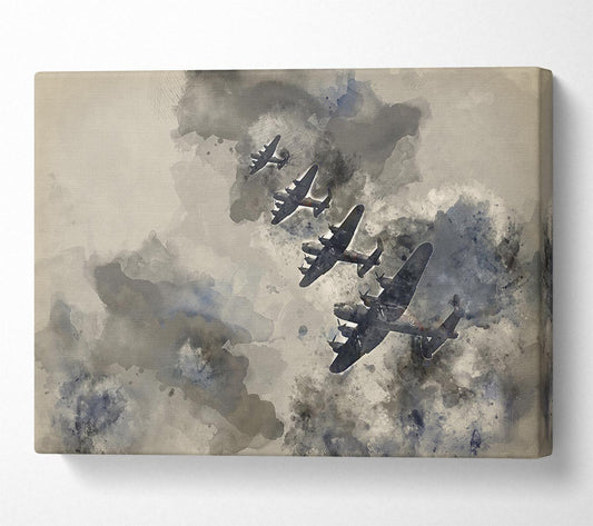 Raf Bombers In Flight Canvas Wall Art
