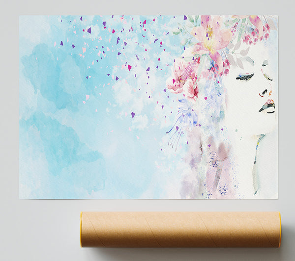 Woman Hair Blossom Print