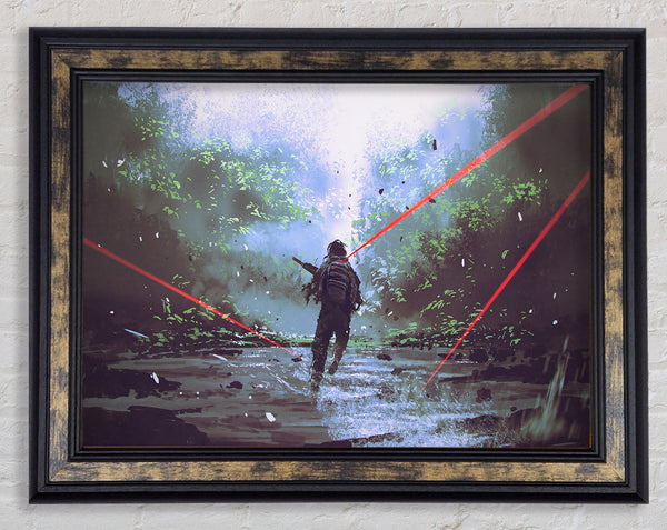 Dodging The Lasers Framed Print