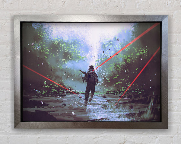 Dodging The Lasers Framed Print