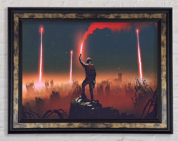Lifting The Smoke Grenade Framed Print