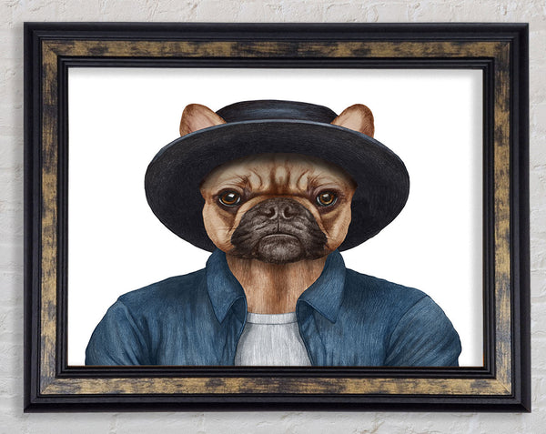 French Bulldog Hat Dog Framed Print