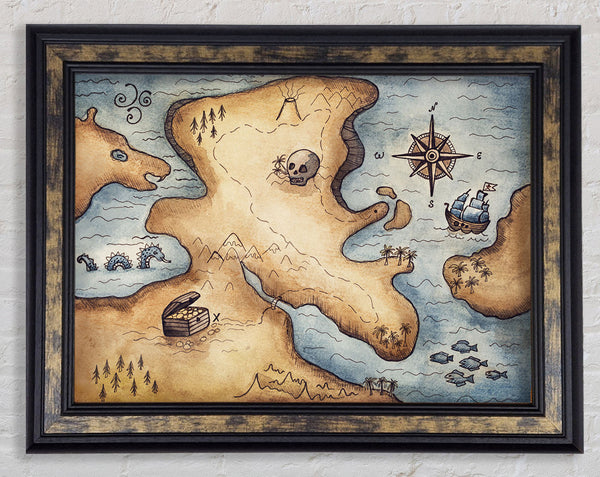 Pirate Treasure Map Framed Print
