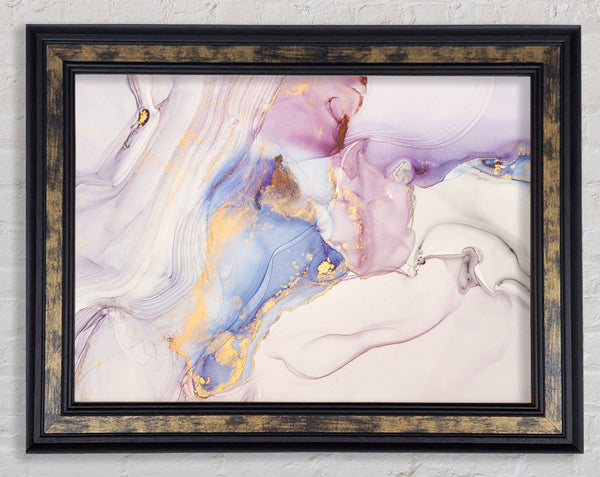 Lilac And Blue Marble Pattern Framed Print