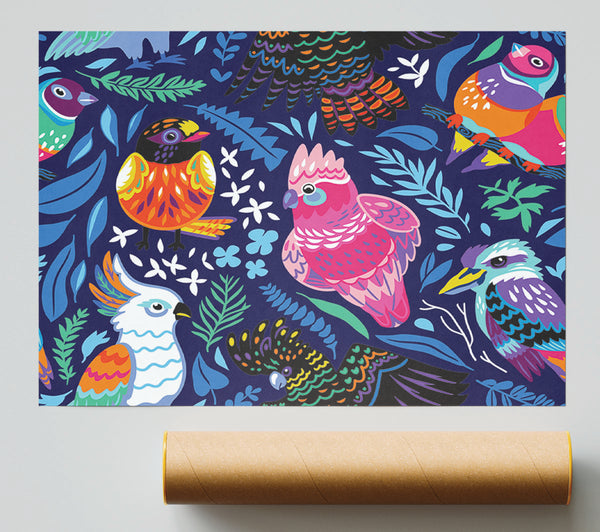 Cartoon Paradise Birds Giclee Print