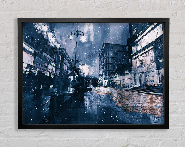 The Night Darkened Street Framed Print