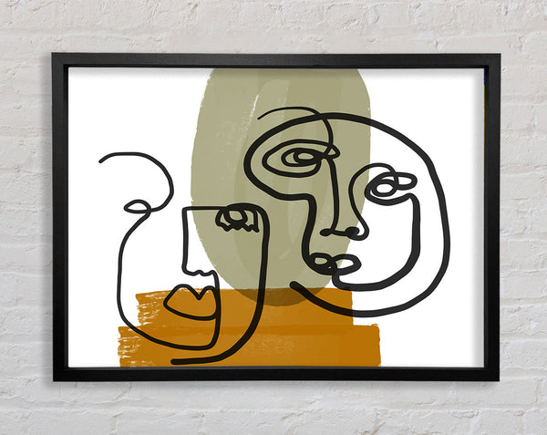 Two Abstract Line Drawing Faces Framed Print