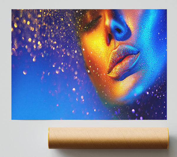 Gold And Blue Face Giclee Print