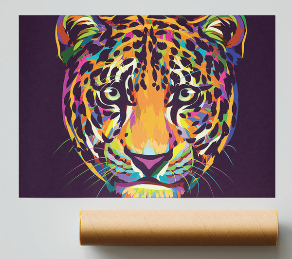 Leopard Head Watercolour Poster