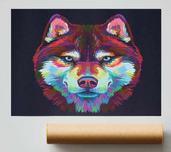 Vibrant Wolf Blues Poster