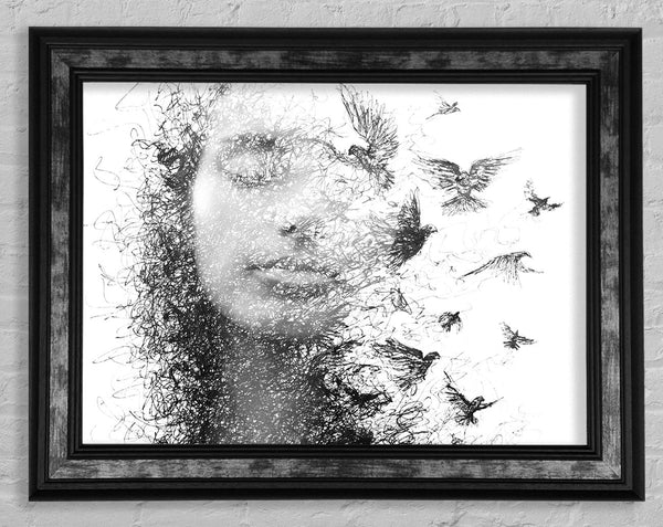 Bird Out Of A Face Framed Print