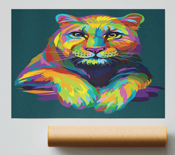 Colourful Mountain Lion Print