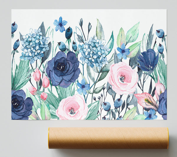 Pastel British Flowers Poster