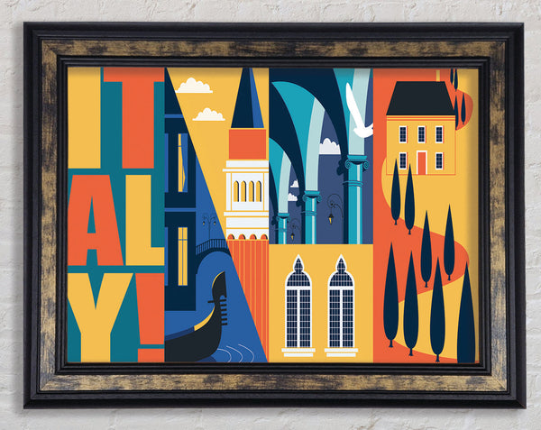 Italy Poster Illustration Framed Print