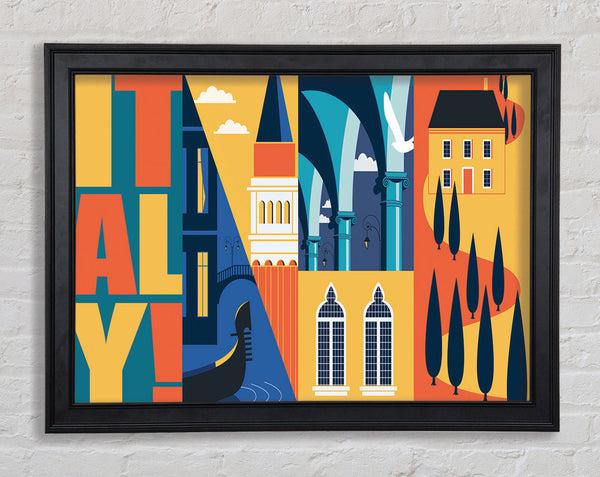 Italy Poster Illustration Framed Print