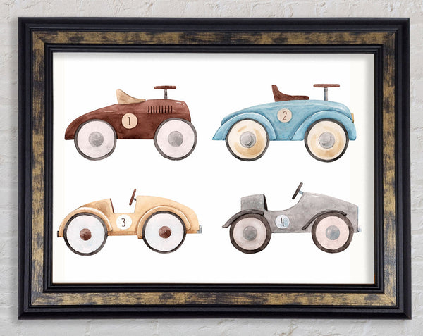 Retro Ride On Cars Framed Print