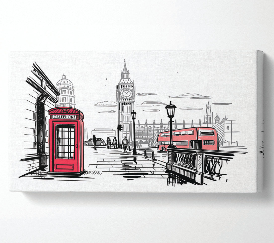  A Canvas Print of Sketchy London Town Canvas Wall Art