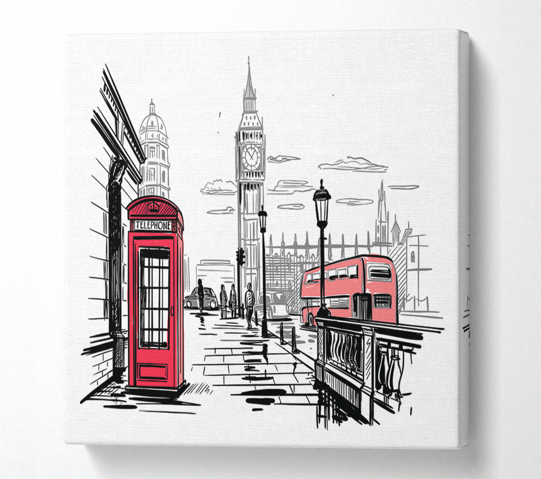  A Canvas Print of Sketchy London Town Canvas Wall Art
