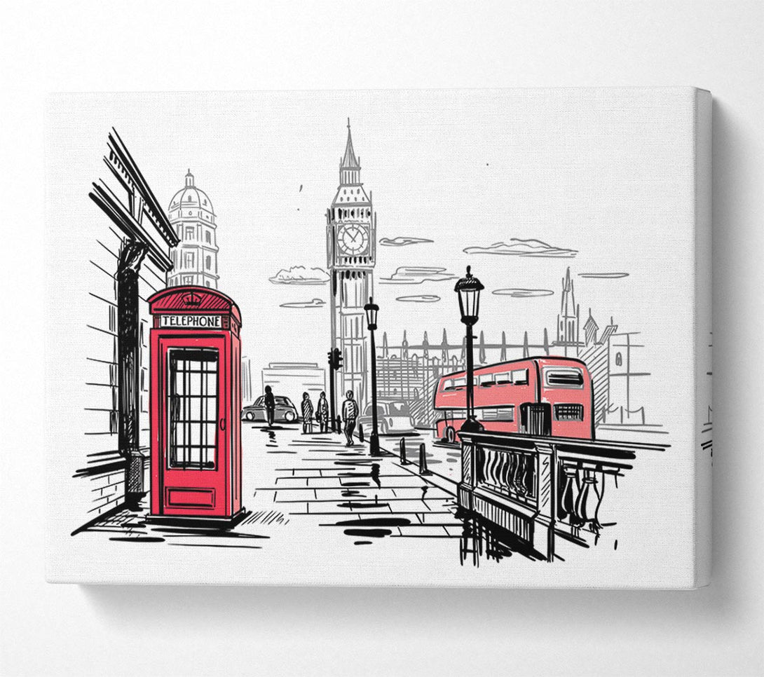  A Canvas Print of Sketchy London Town Canvas Wall Art