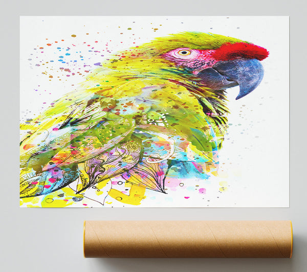 The Green Parrot Splatter Poster