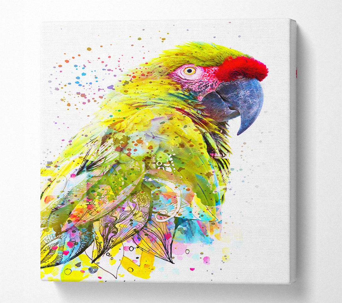  A Canvas Print of The Green Parrot Splatter Canvas Print