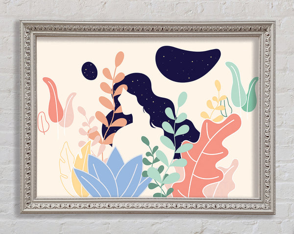 Modern Woman And Shapes Framed Print