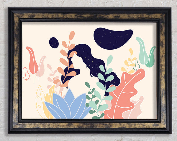 Modern Woman And Shapes Framed Print