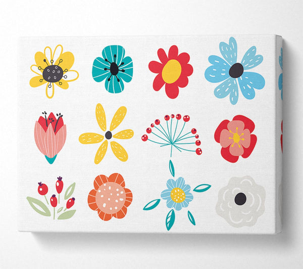  A Canvas Print of Twelve Summer Flowers Canvas Art