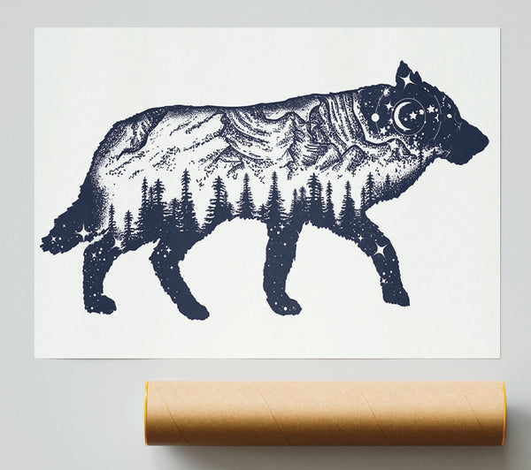 The Fox At Night Sky Giclee Print