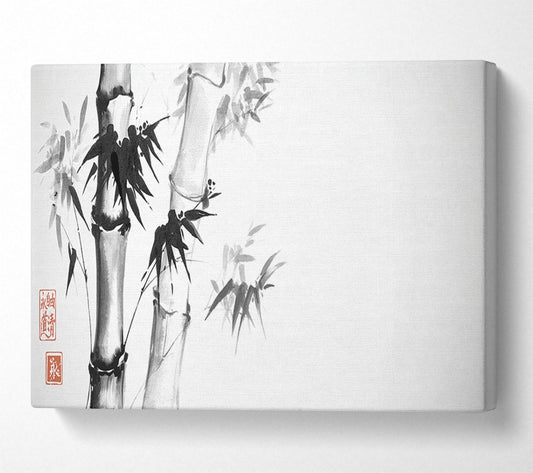 The Bamboo Branch Grey Canvas Wall Art